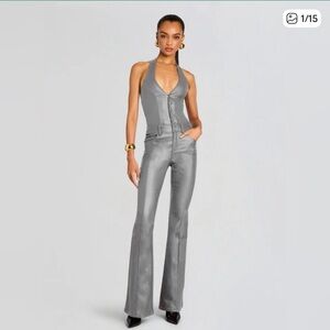 Retrofete Cynthia Jumpsuit Coated Grey M New $450